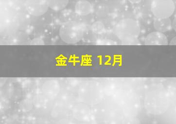 金牛座 12月